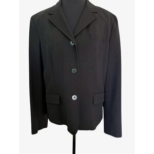 Lauren Ralph Lauren Women's Black Wool Blazer Sz 12 Boxy Jacket Old Money Mint